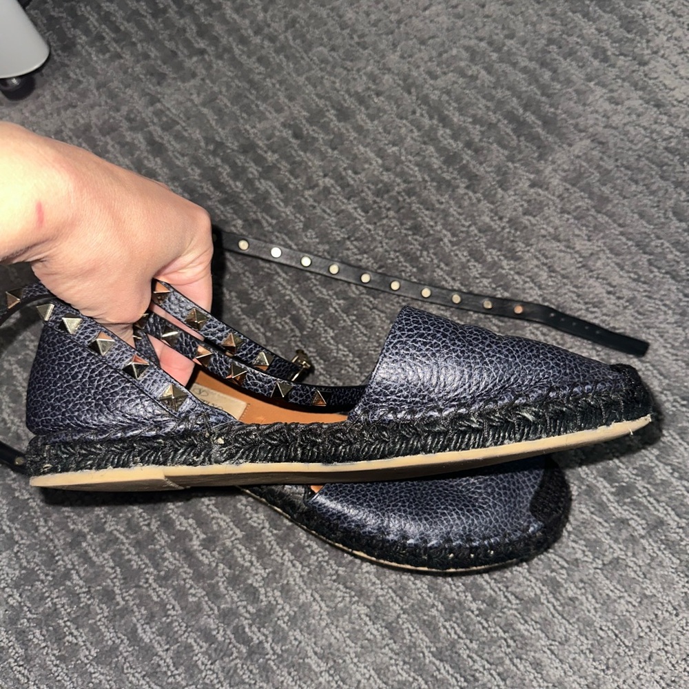 Valentino Rockstud Leather Espadrilles